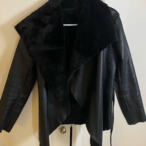 Belted Shearling faux fur jacket